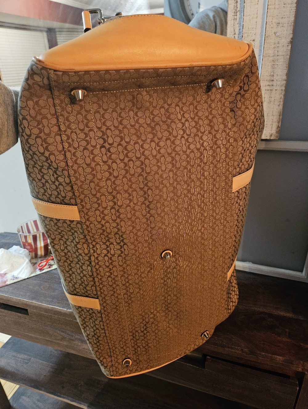 Coach Tan Signature Canvas Weekender Bag - Picture 8 of 13